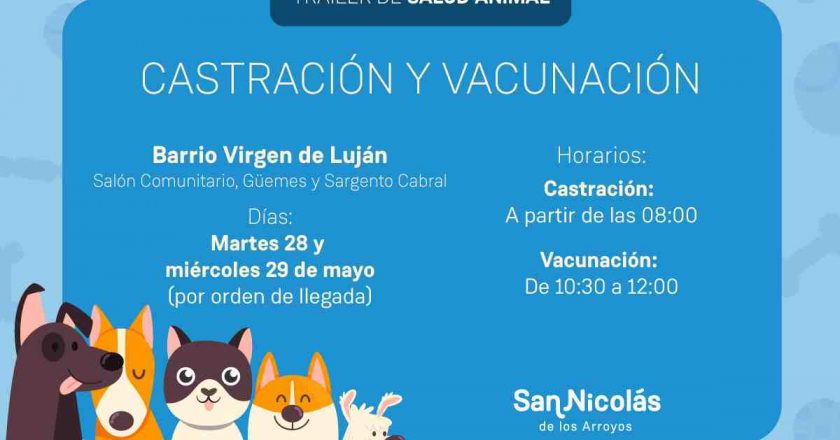 Castración y vacunación en barrio Virgen de Luján