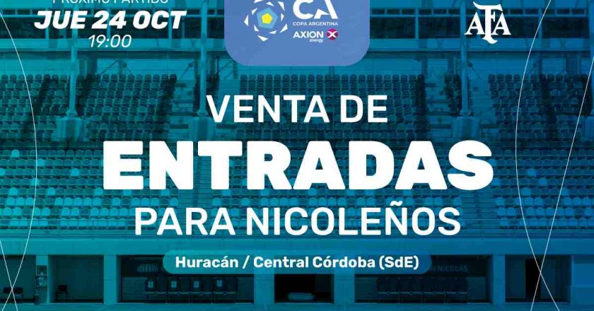 Copa Argentina: habilitada la venta de entradas para los nicoleños