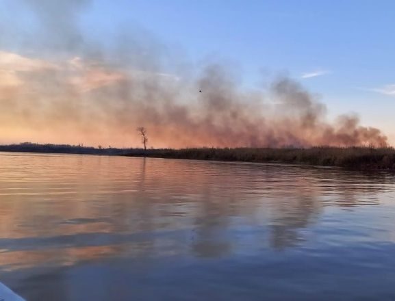 Incendios en las islas frente al Paraná